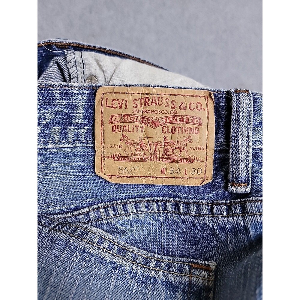 Vintage‎ Levis 569 Jeans Mens 34x30 (36x29) Loose Baggy Straight Distressed Blue - Picture 12 of 14
